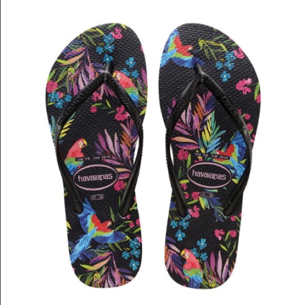 NWT Havaianas Slim Tropical Floral Flip Flops Toddler Girls Size 10